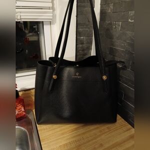 Nanette Lepore Like NEW Large Black Pebbled Leather Tote